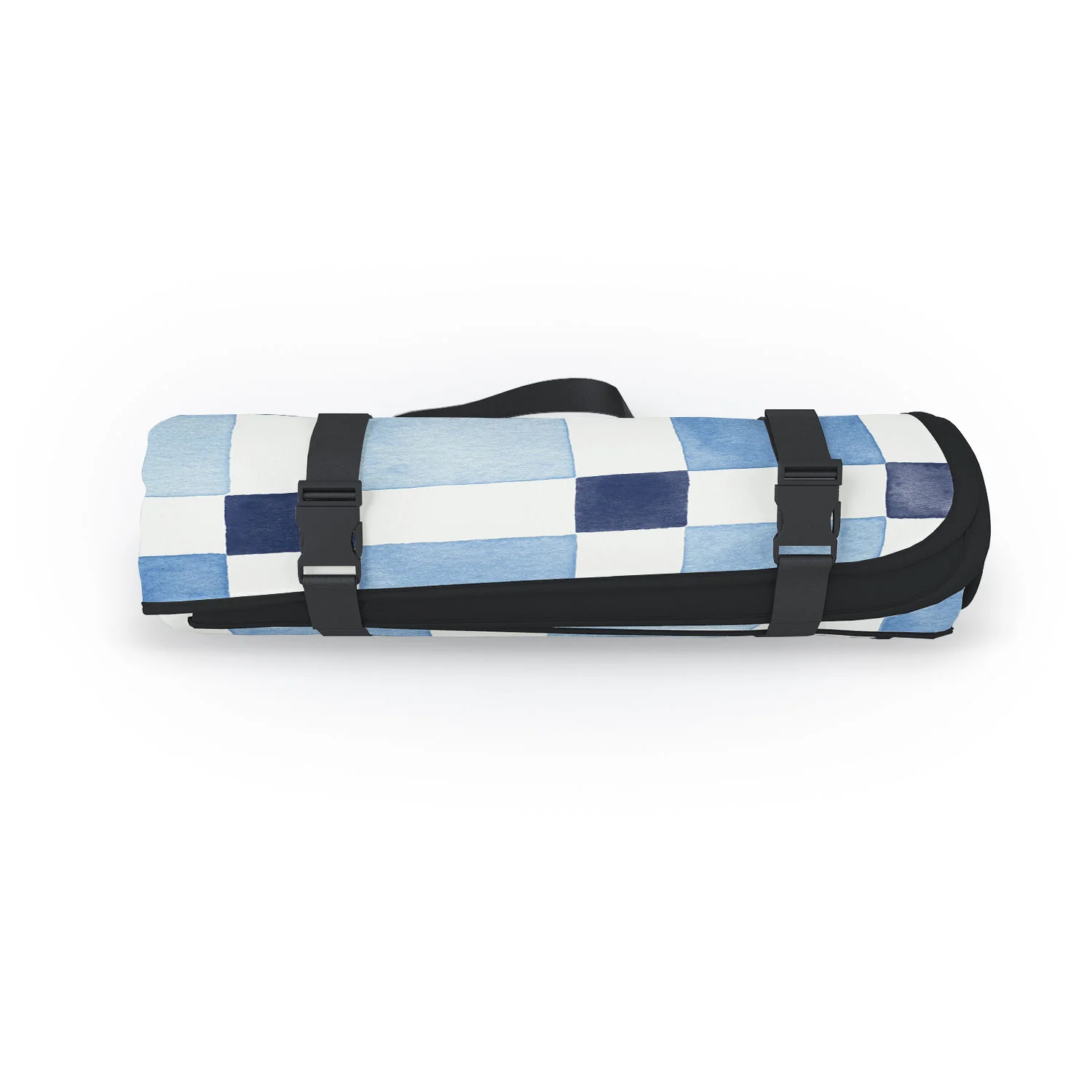 Ninola Design Checkerboard Mosaic Squares Blue Picnic Blanket - Image 2