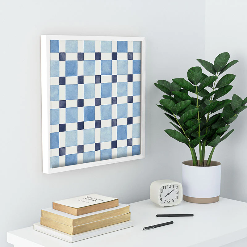 Ninola Design Checkerboard Mosaic Squares Blue Recessed Framing Square - Image 12
