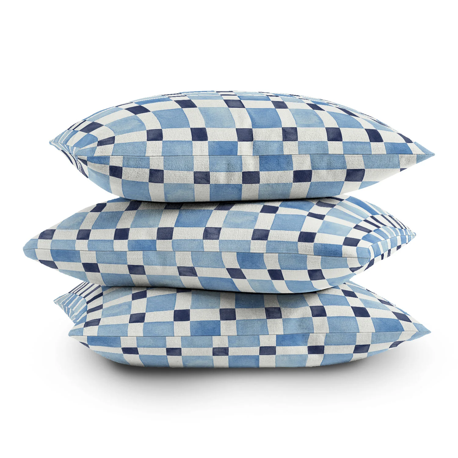 Ninola Design Checkerboard Mosaic Squares Blue Throw Pillow - Image 4