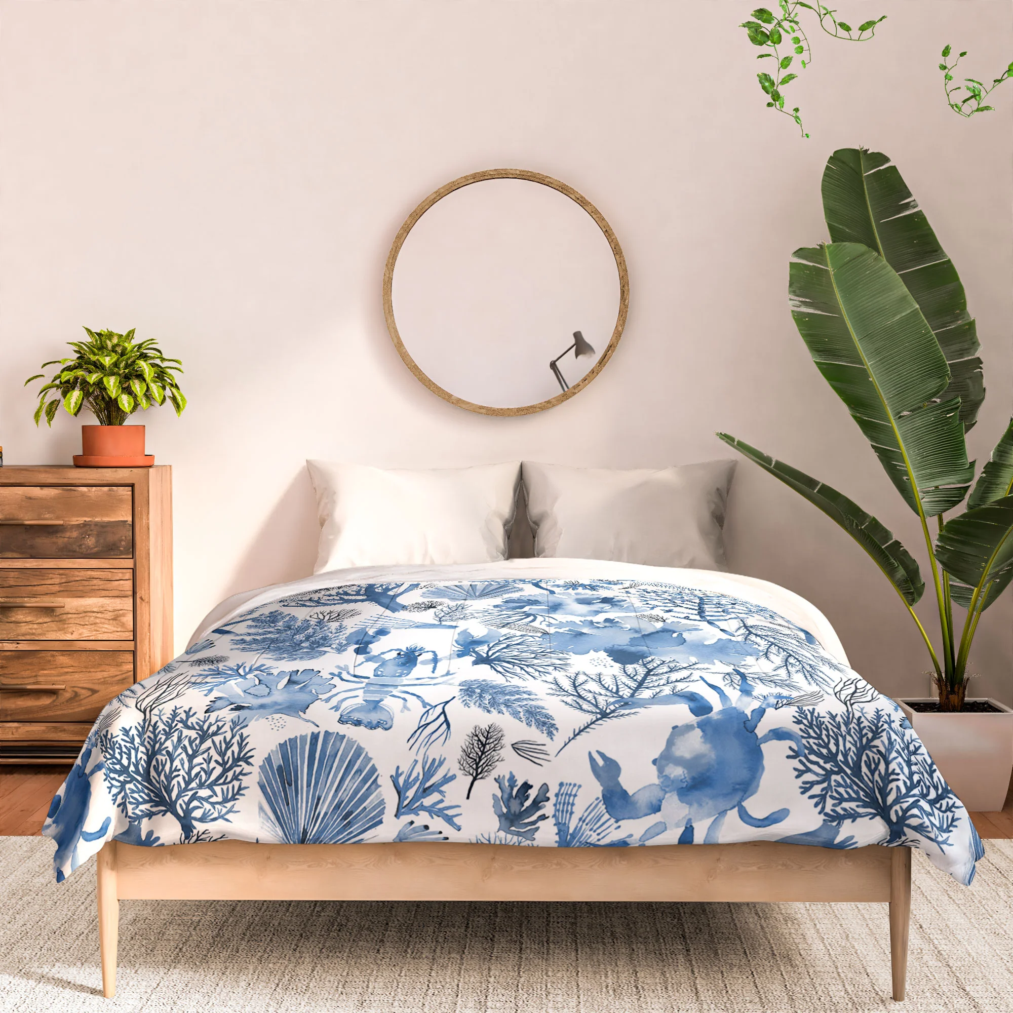 Ninola Design Coral Reef Crab Lobster Marine Coastal Blue Comforter - Image 3