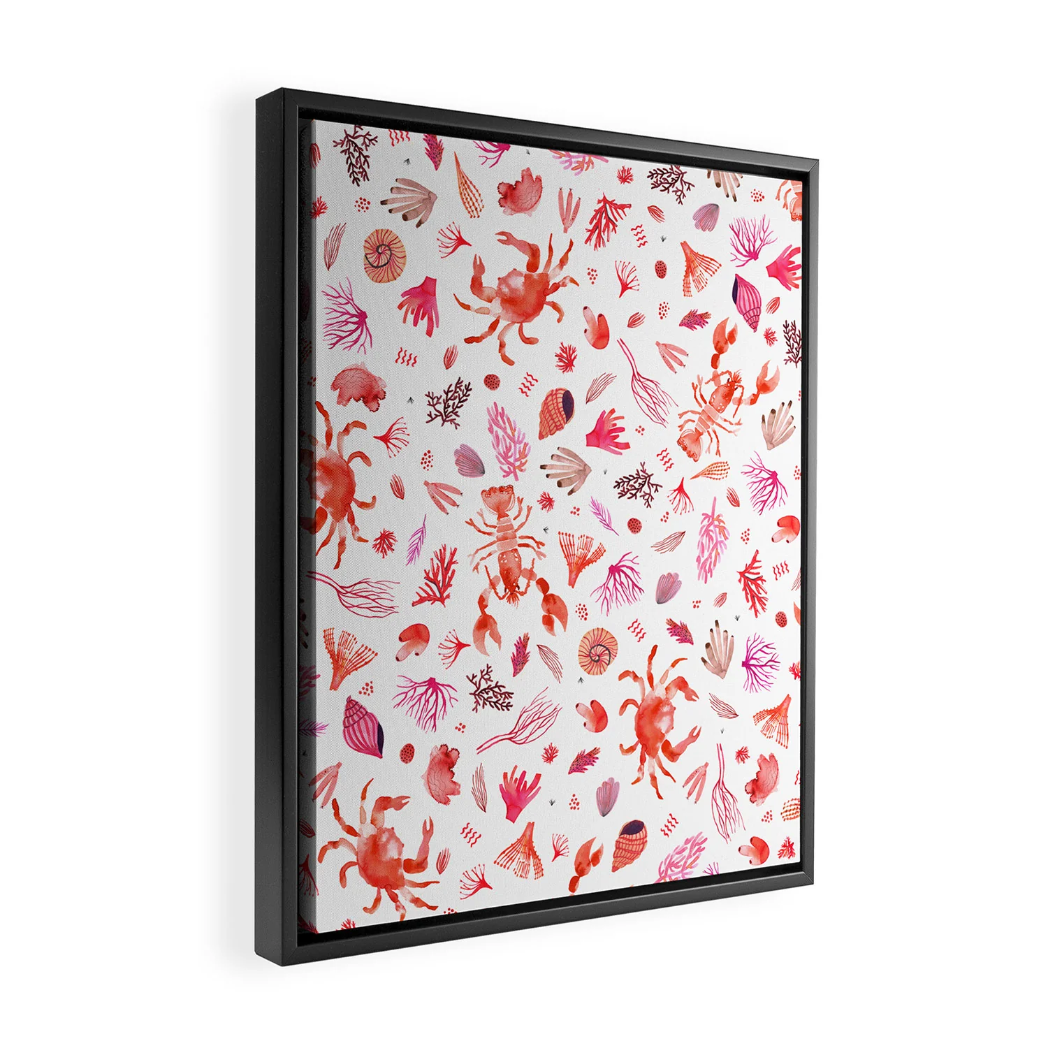 Ninola Design Crabs Lobsters Coastal Coral Reef Red Art Canvas - Image 7