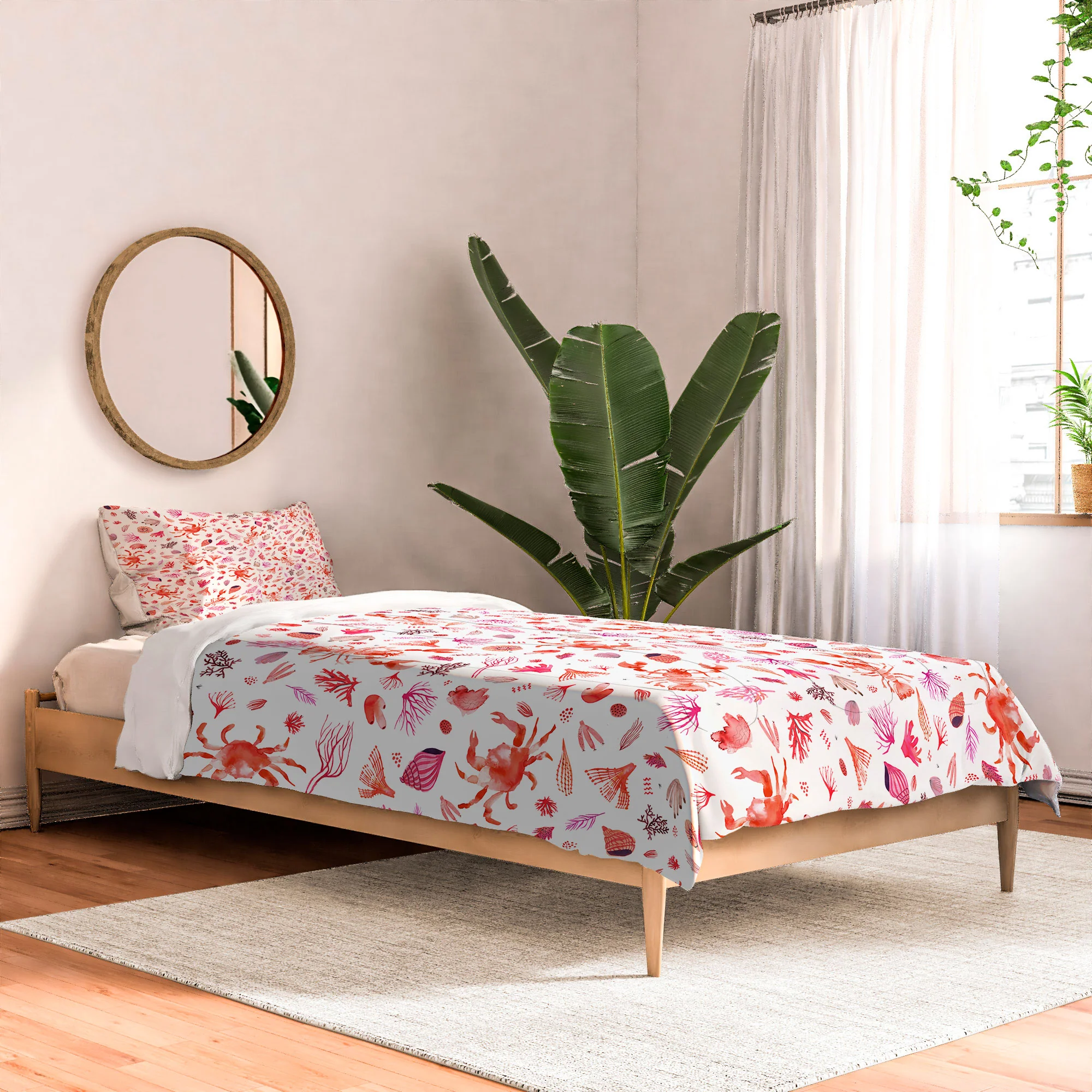 Ninola Design Crabs Lobsters Coastal Coral Reef Red Comforter - Image 8