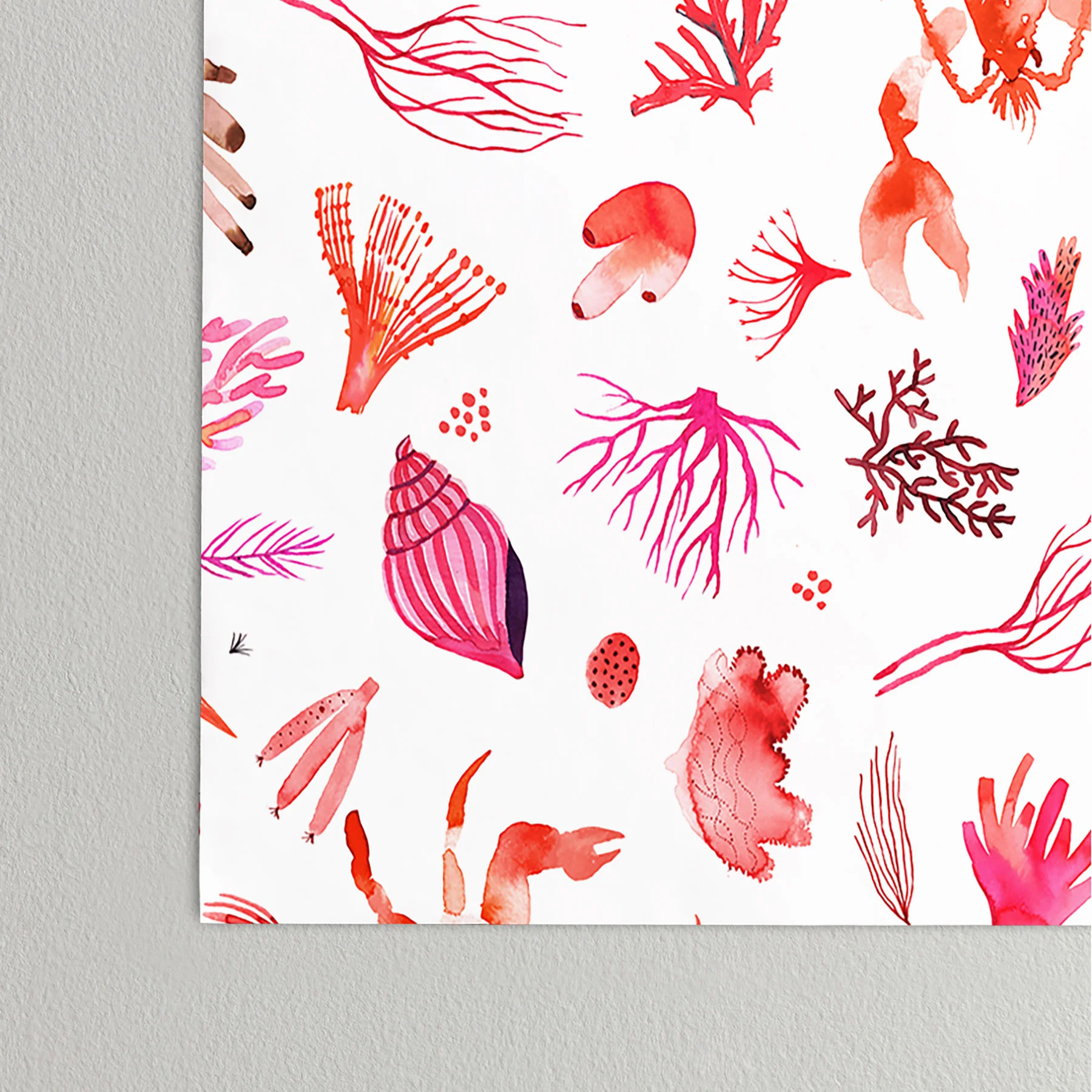 Ninola Design Crabs Lobsters Coastal Coral Reef Red Poster - Image 3