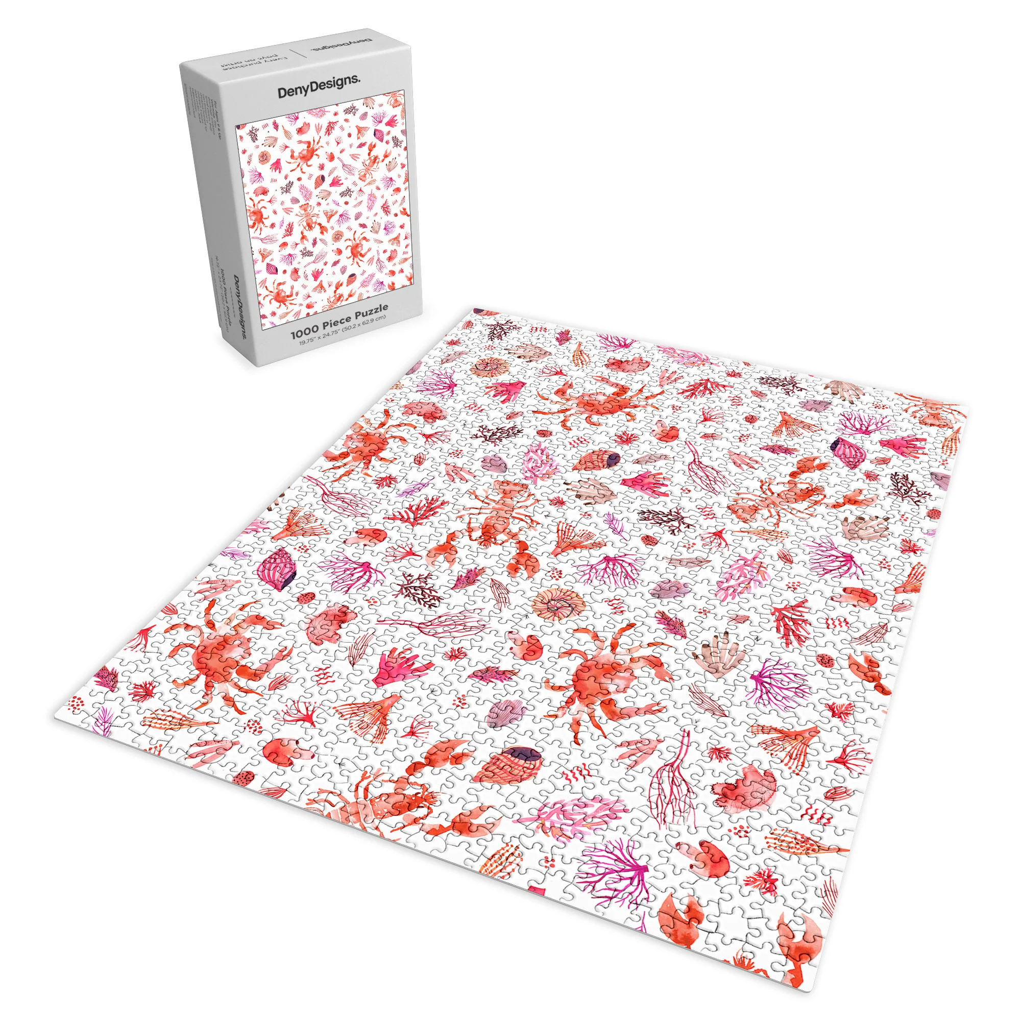 Ninola Design Crabs Lobsters Coastal Coral Reef Red Puzzle - Image 6