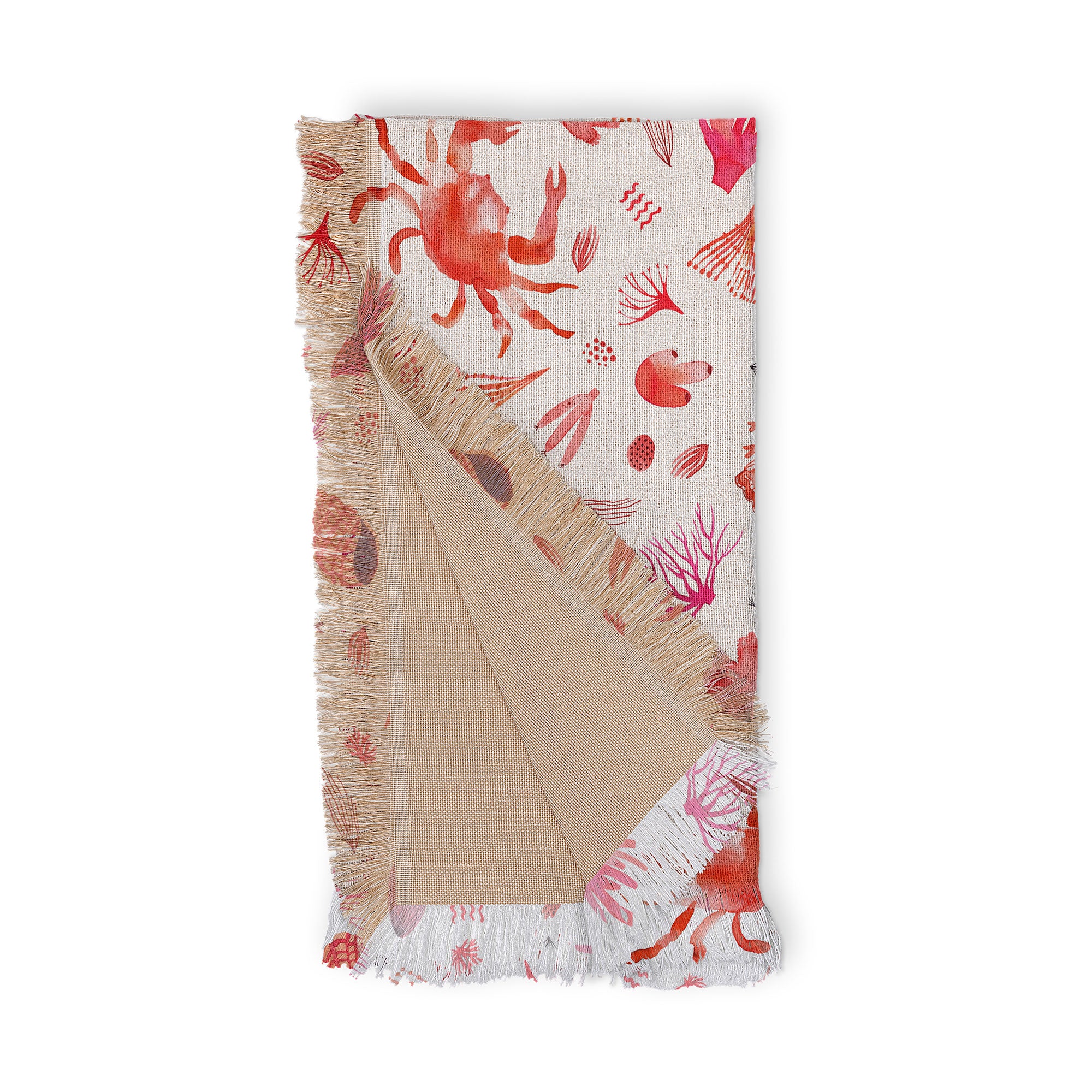 Ninola Design Crabs Lobsters Coastal Coral Reef Red Throw Blanket - Image 4