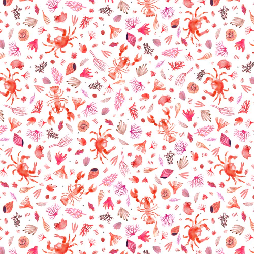 Ninola Design Crabs Lobsters Coastal Coral Reef Red Wall Mural - Image 5