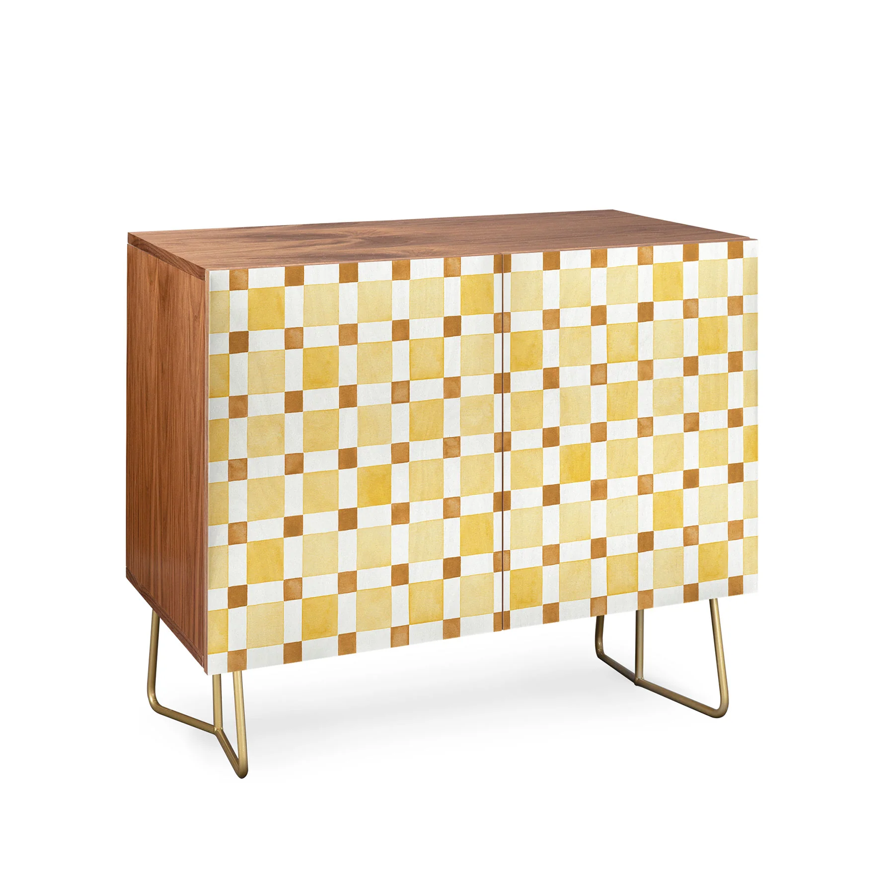 Ninola Design Everyday Artifact Checker Mosaic Tiles Geometry Yellow Credenza - Image 2