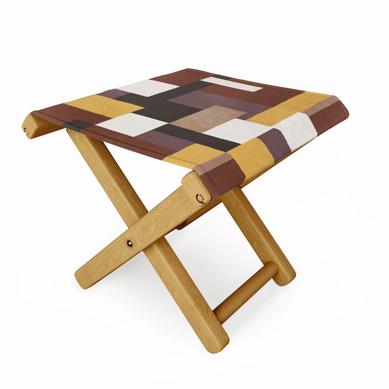 Ninola Design Everyday Artifact Modern Color Block Texture Earthy Folding Stool - Image 2