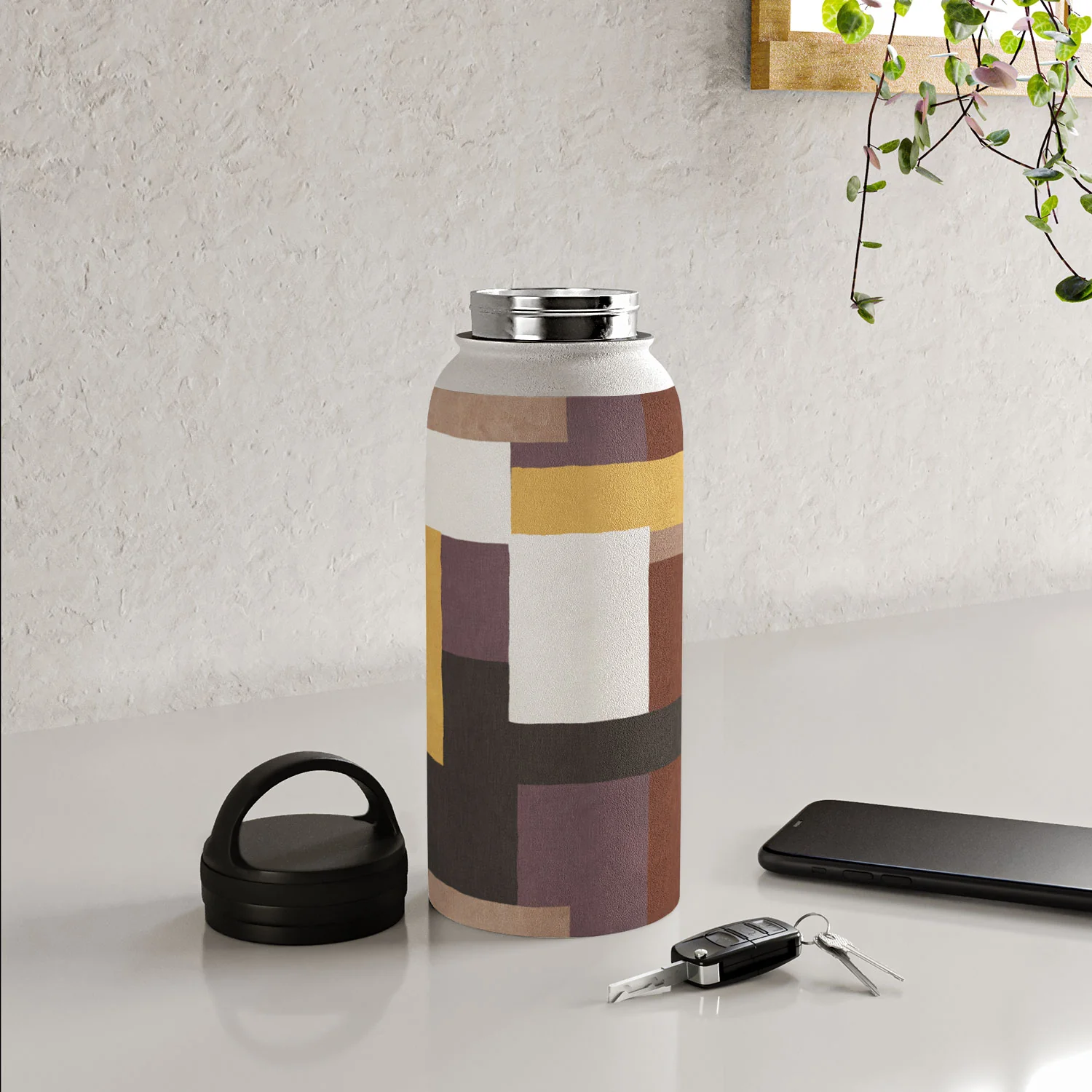 Ninola Design Everyday Artifact Modern Color Block Texture Earthy Water Bottle - Image 36