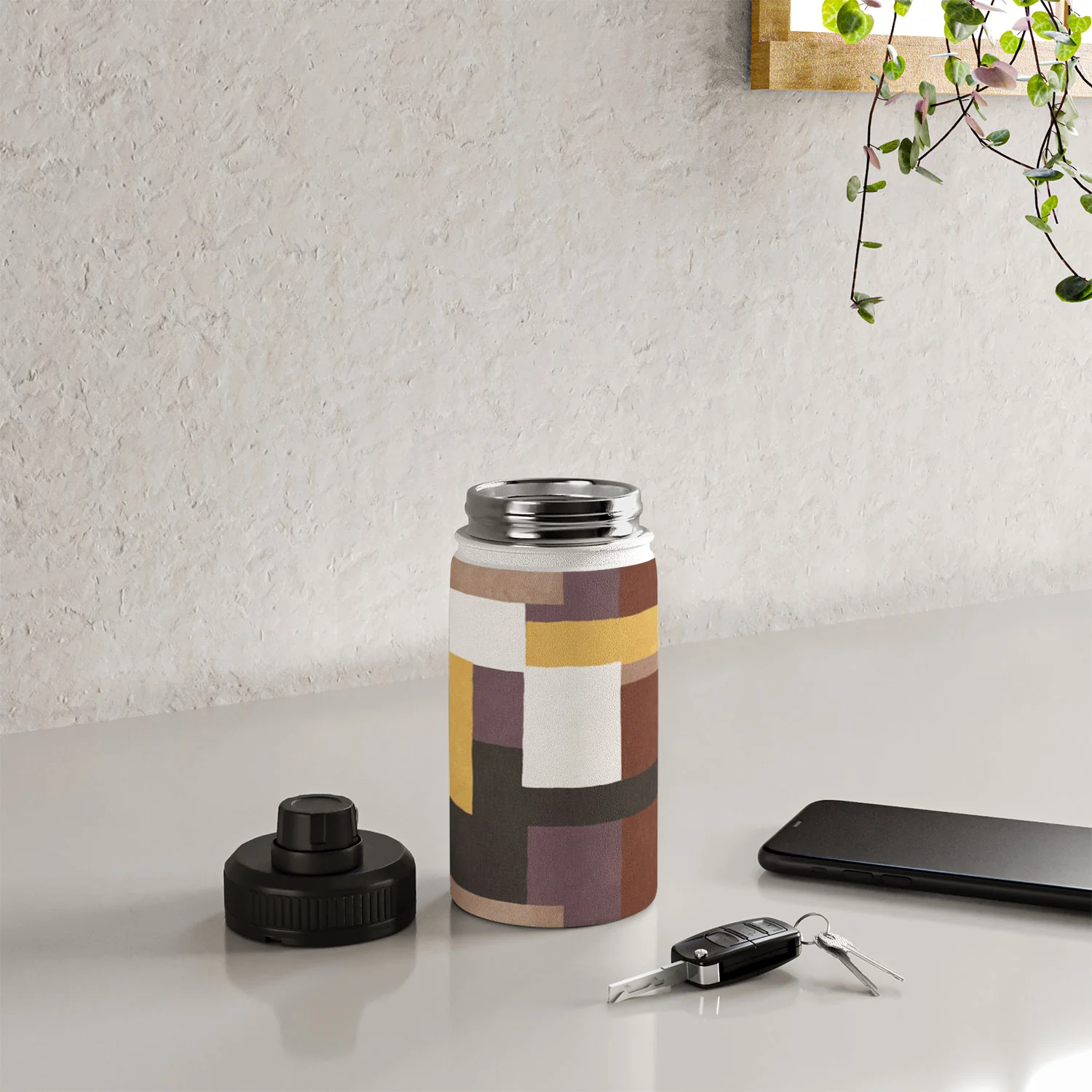 Ninola Design Everyday Artifact Modern Color Block Texture Earthy Water Bottle - Image 4