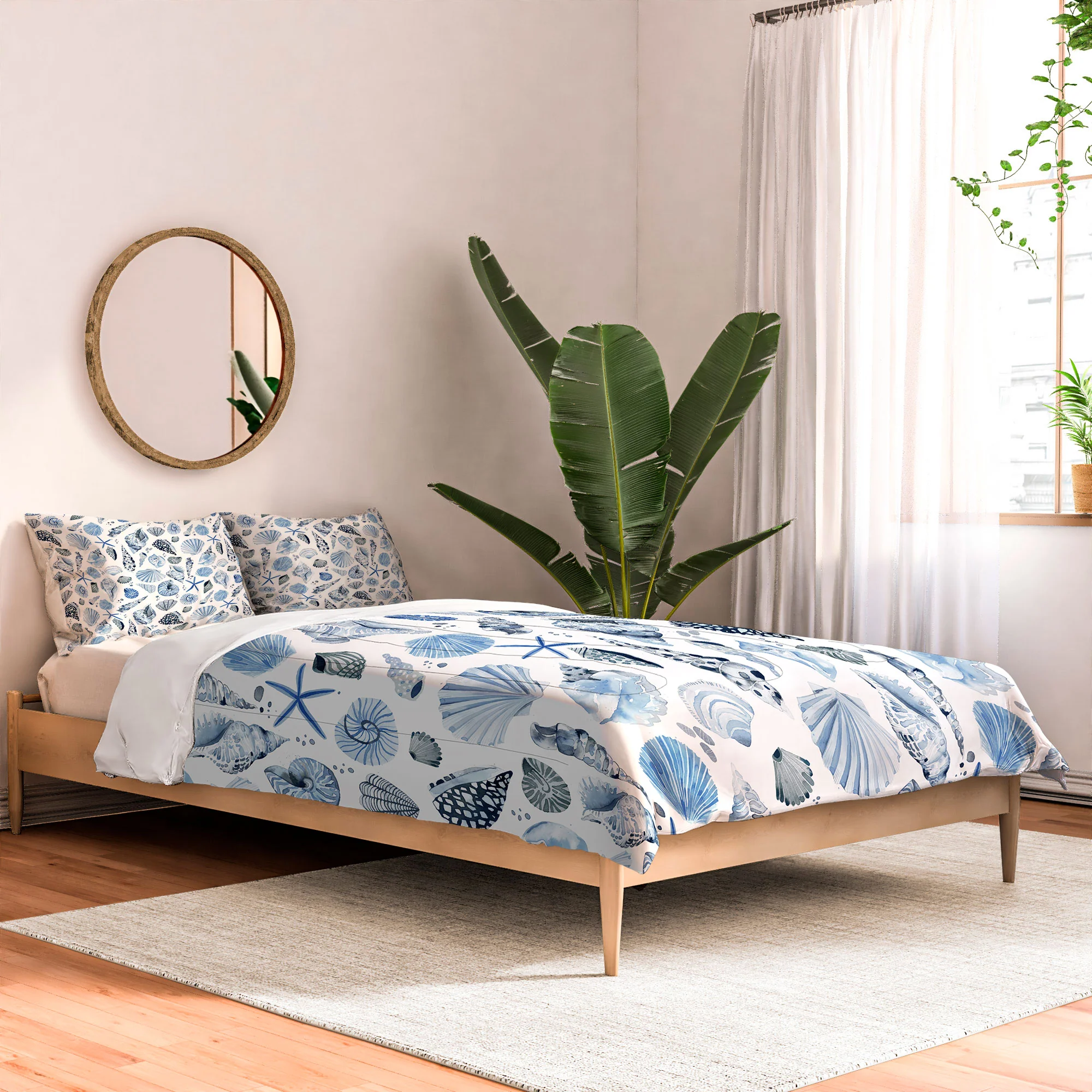 Ninola Design Sea Shells Ocean Marine Coastal Blue Indigo Comforter - Image 2