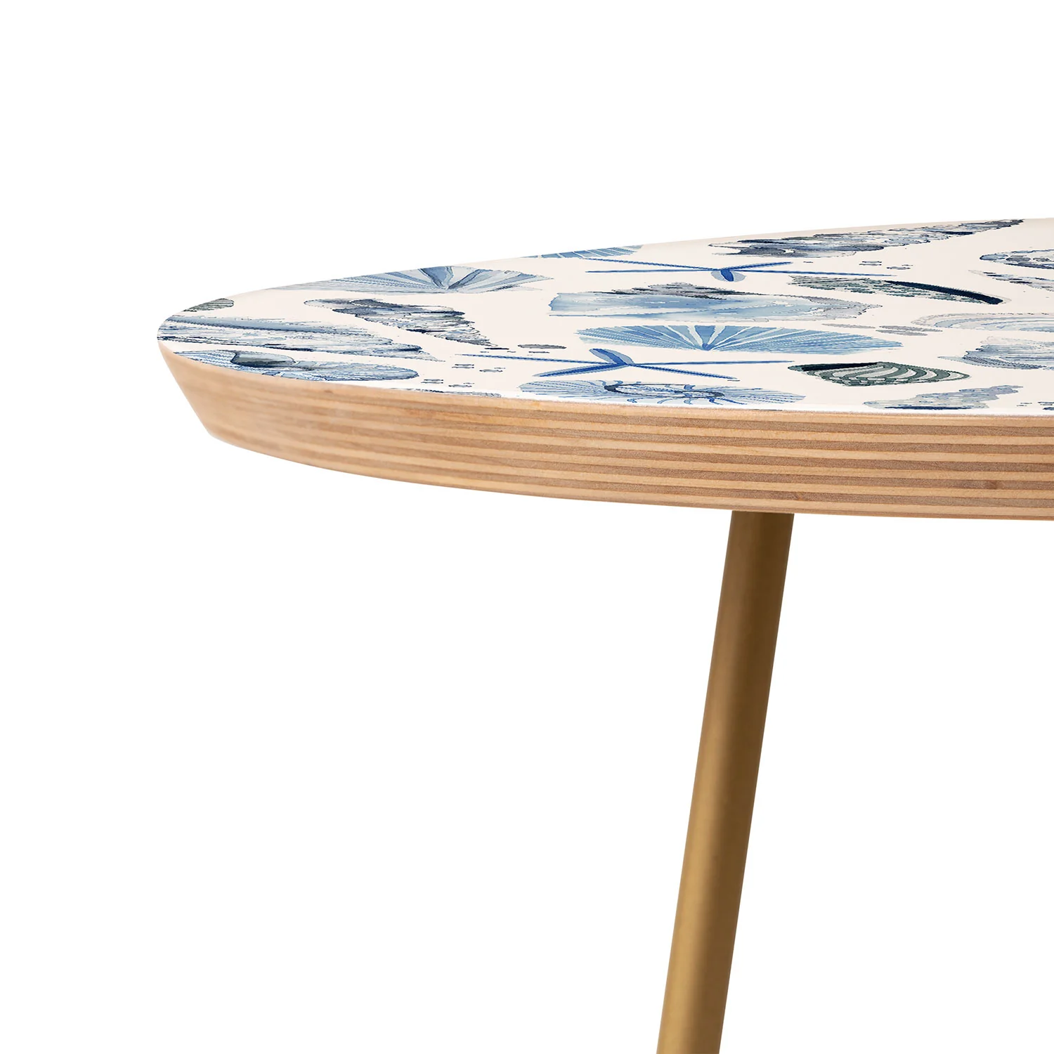 Ninola Design Sea Shells Ocean Marine Coastal Blue Indigo Round Side Table - Image 5