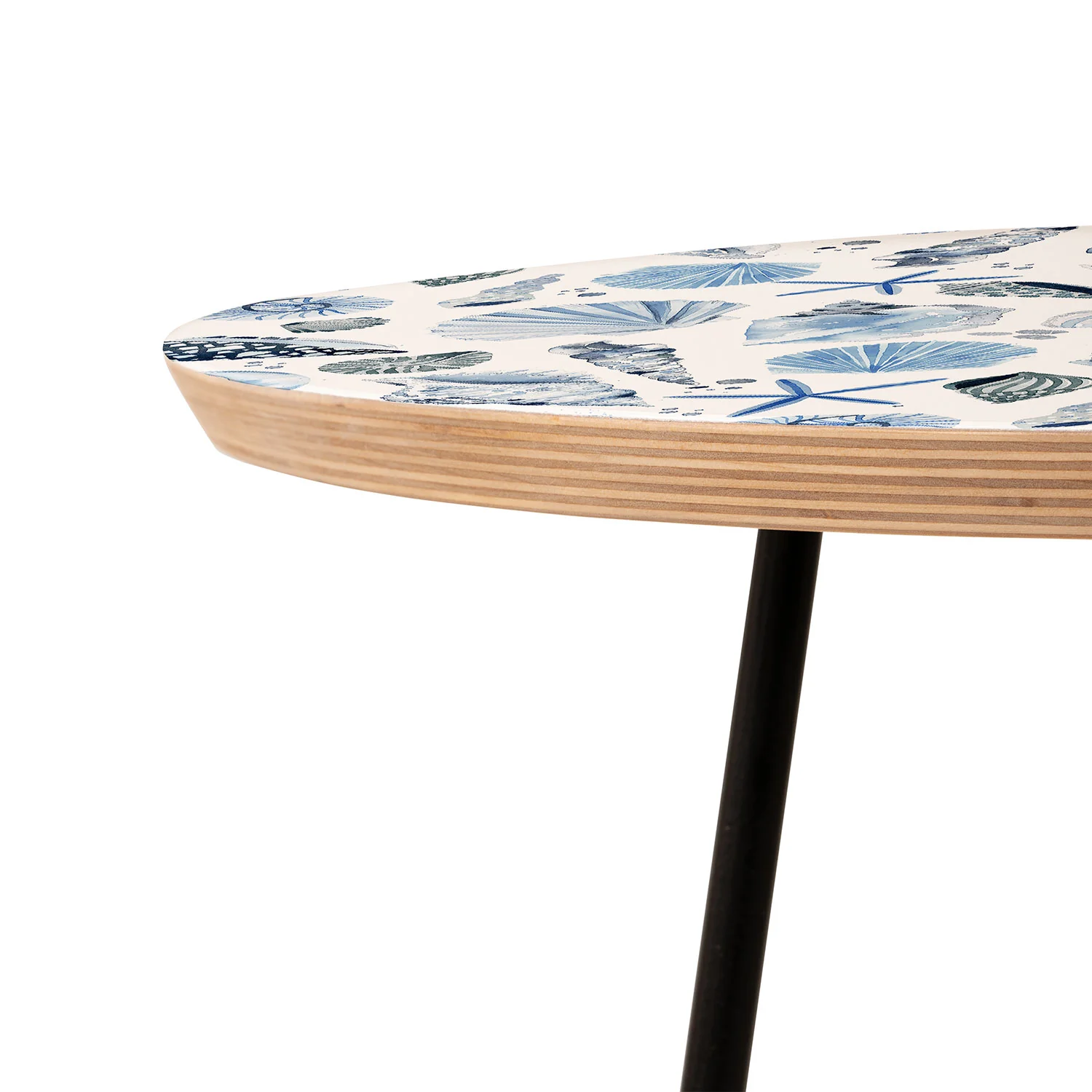 Ninola Design Sea Shells Ocean Marine Coastal Blue Indigo Round Side Table - Image 6