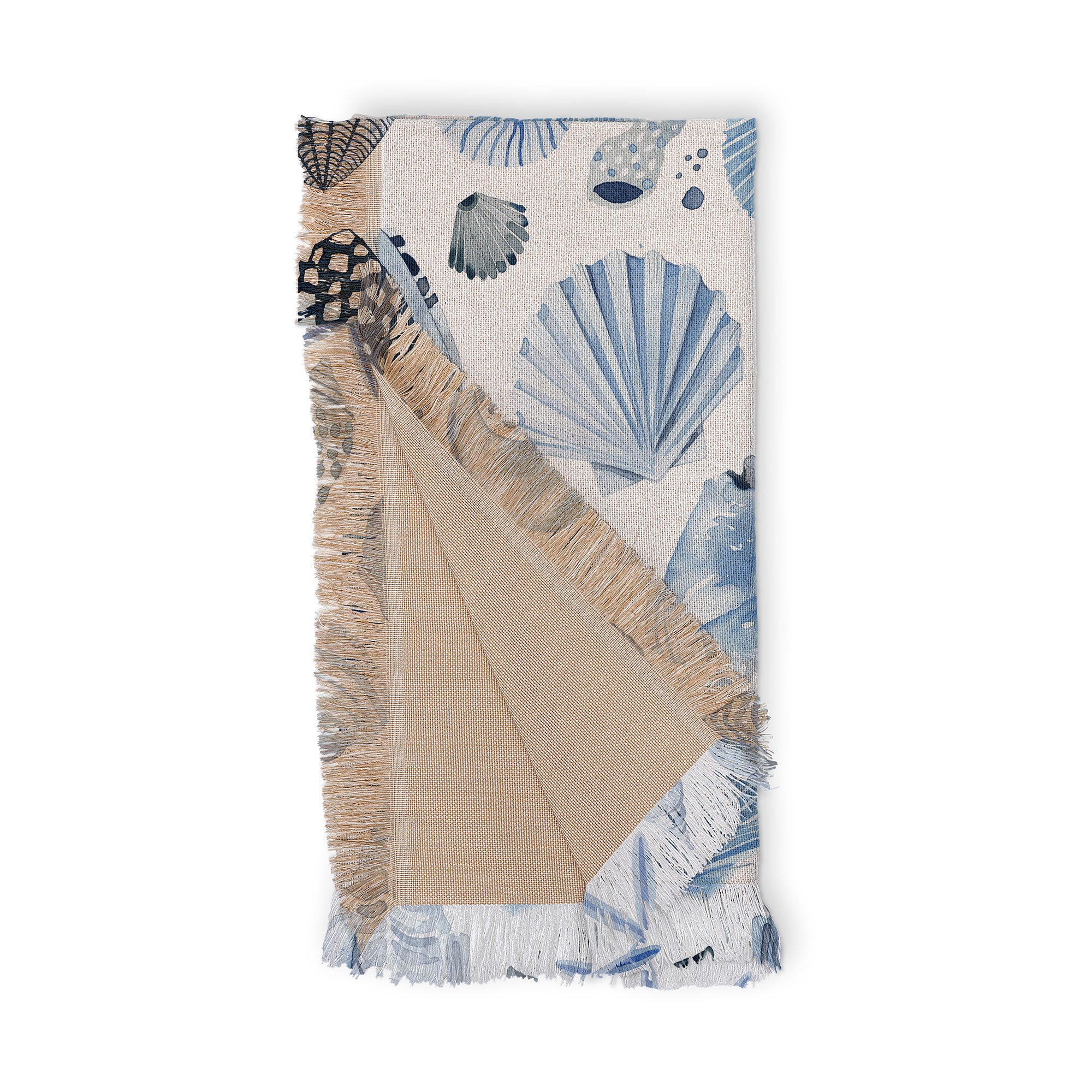 Ninola Design Sea Shells Ocean Marine Coastal Blue Indigo Throw Blanket - Image 4