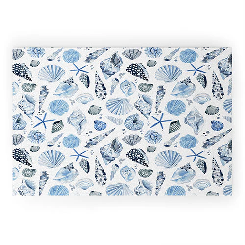 Ninola Design Sea Shells Ocean Marine Coastal Blue Indigo Welcome Mat - Image 2
