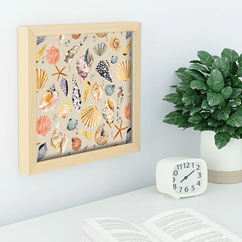 Ninola Design Sea Shells Ocean Marine Coastal Sand Recessed Framing Square - Image 6