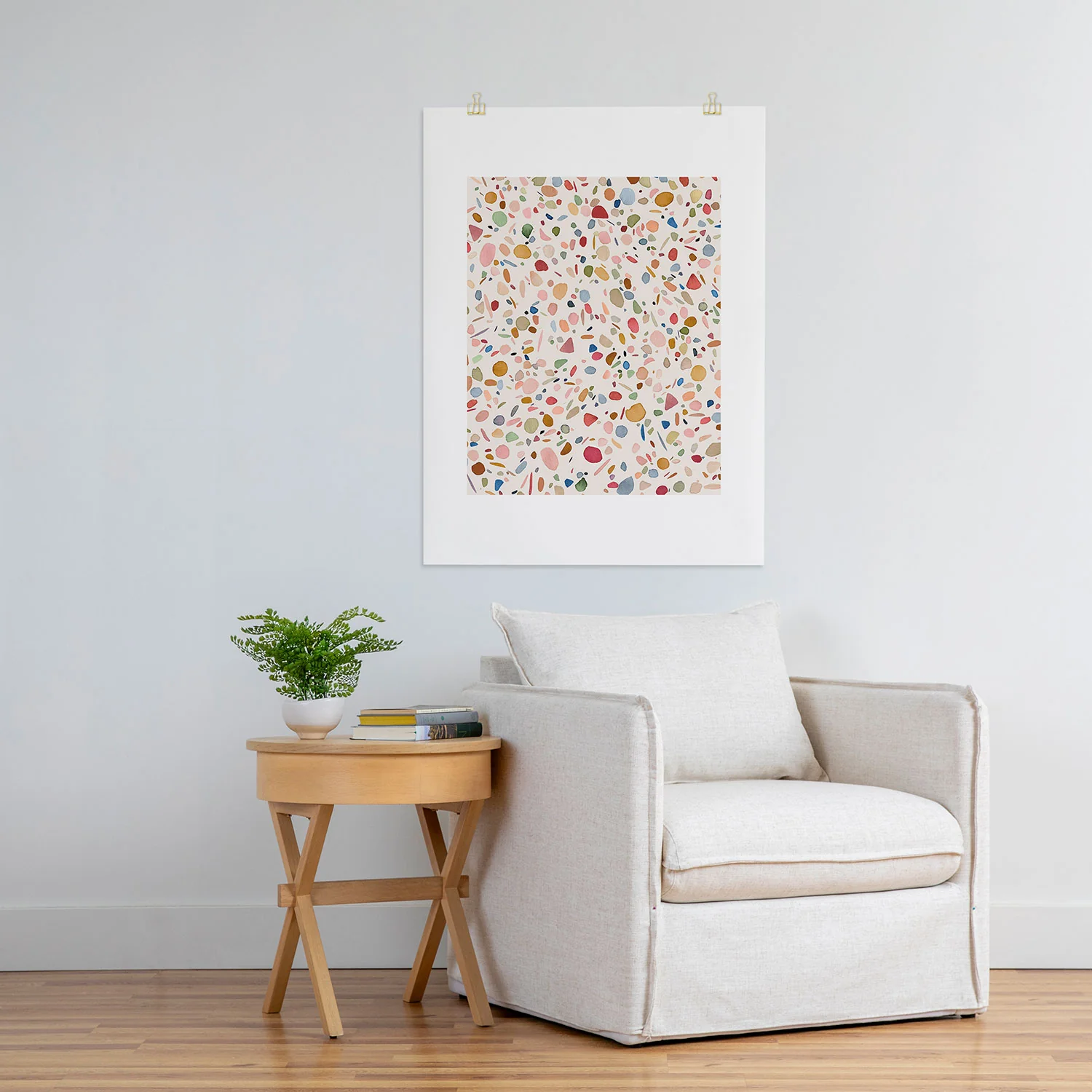 Ninola Design Terrazzo Pebbles Speckled Confetti Texture Art Print - Image 24