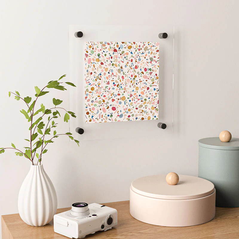 Ninola Design Terrazzo Pebbles Speckled Confetti Texture Floating Acrylic Print - Image 12