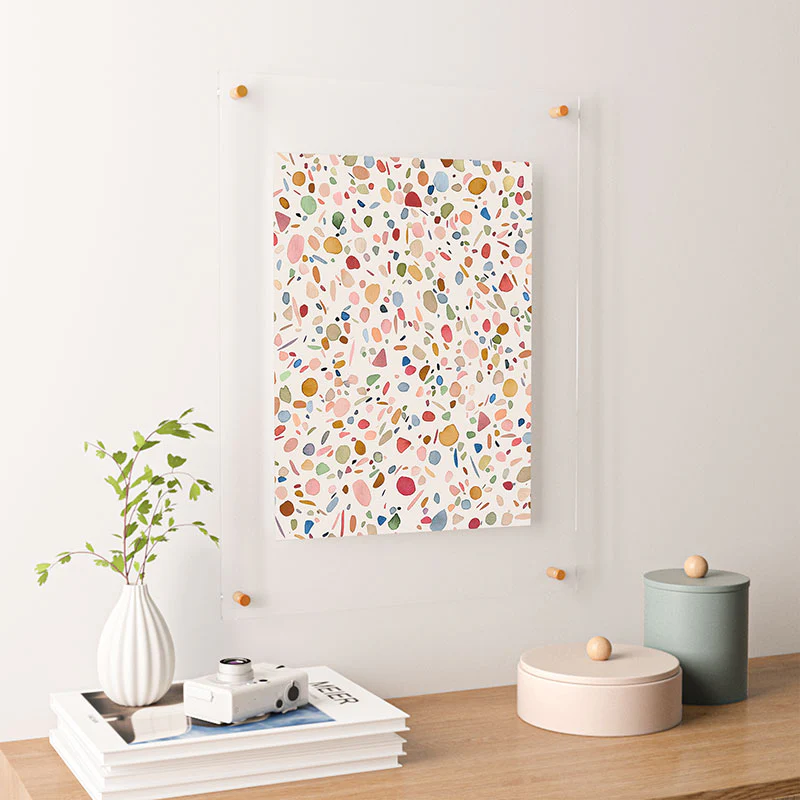 Ninola Design Terrazzo Pebbles Speckled Confetti Texture Floating Acrylic Print - Image 20