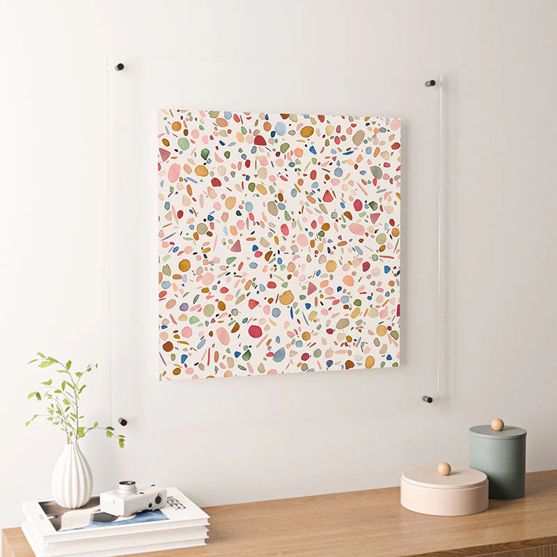 Ninola Design Terrazzo Pebbles Speckled Confetti Texture Floating Acrylic Print - Image 42