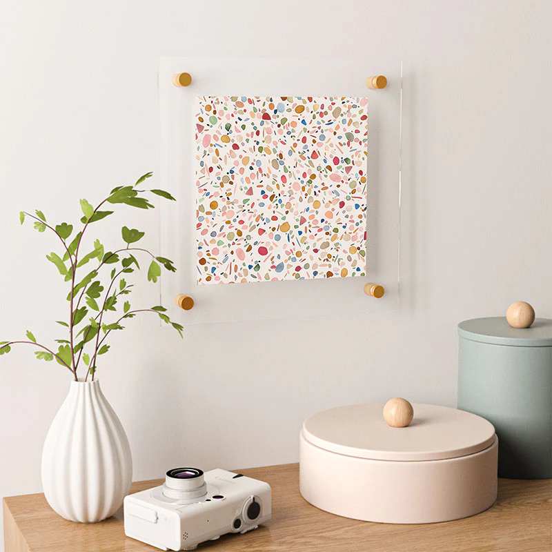 Ninola Design Terrazzo Pebbles Speckled Confetti Texture Floating Acrylic Print - Image 8