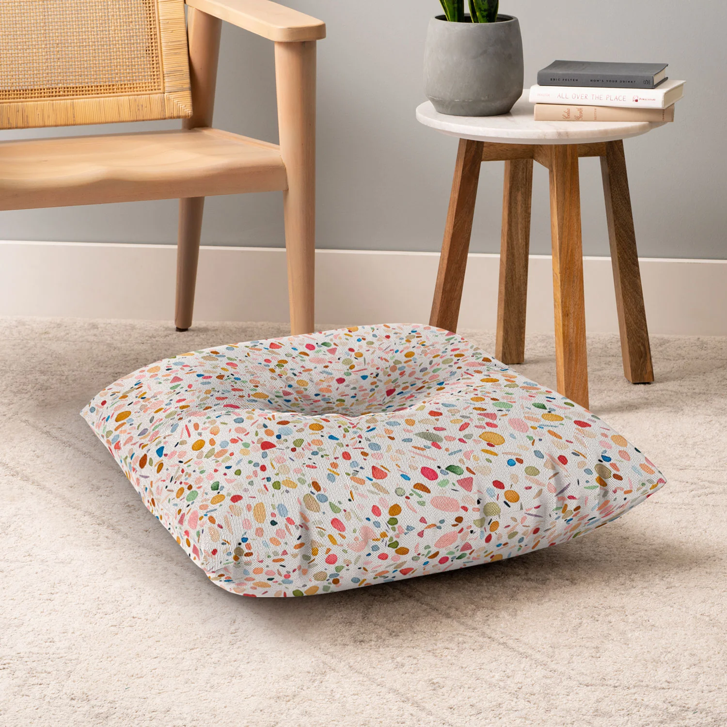 Ninola Design Terrazzo Pebbles Speckled Confetti Texture Floor Pillow Square - Image 6