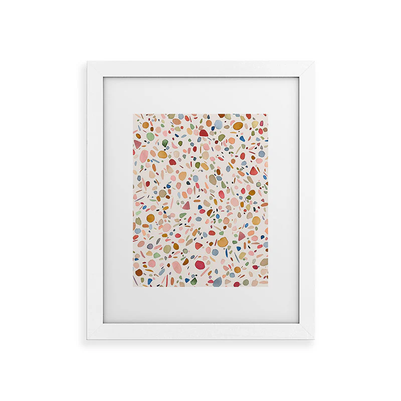 Ninola Design Terrazzo Pebbles Speckled Confetti Texture Framed Art Print - Image 23