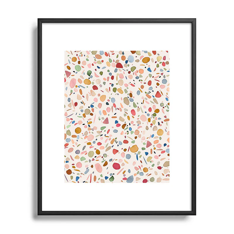 Ninola Design Terrazzo Pebbles Speckled Confetti Texture Metal Framed Art Print - Image 9