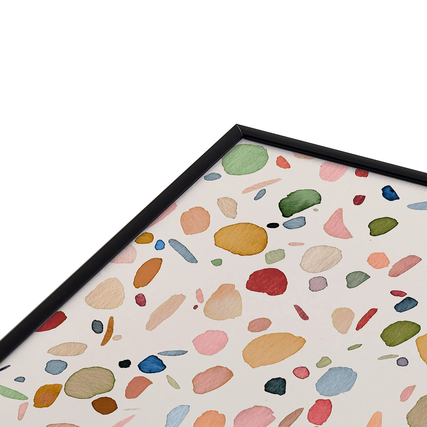 Ninola Design Terrazzo Pebbles Speckled Confetti Texture Square Metal Framed Art Print - Image 23