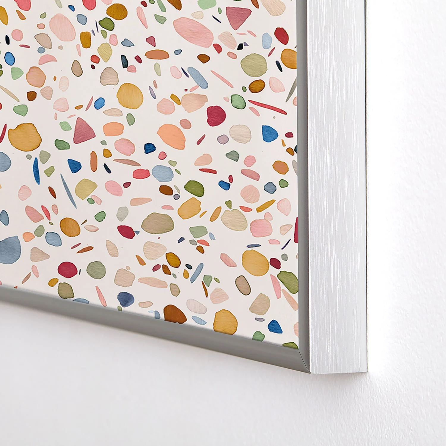 Ninola Design Terrazzo Pebbles Speckled Confetti Texture Square Metal Framed Art Print - Image 8