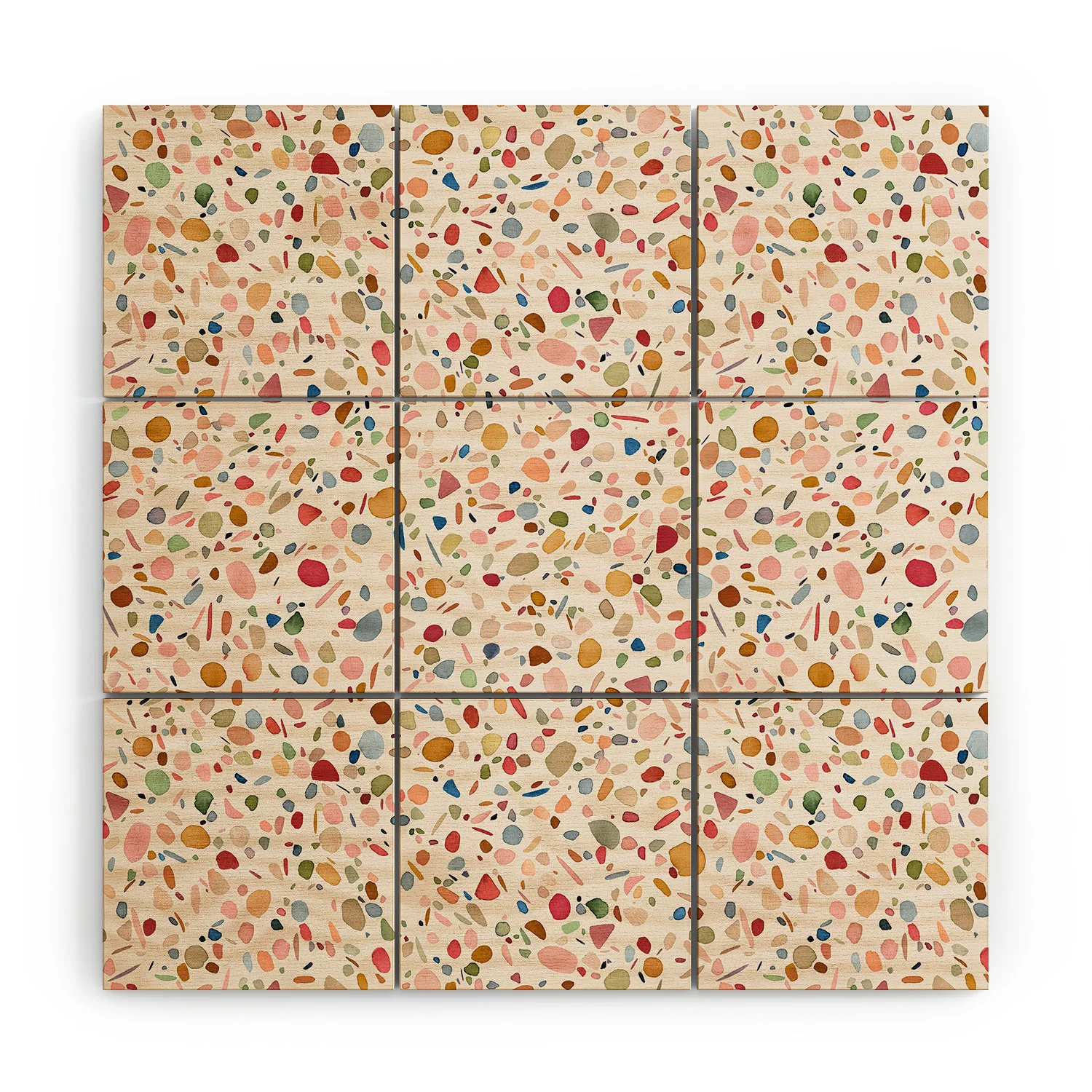 Ninola Design Terrazzo Pebbles Speckled Confetti Texture Wood Wall Mural - Image 3