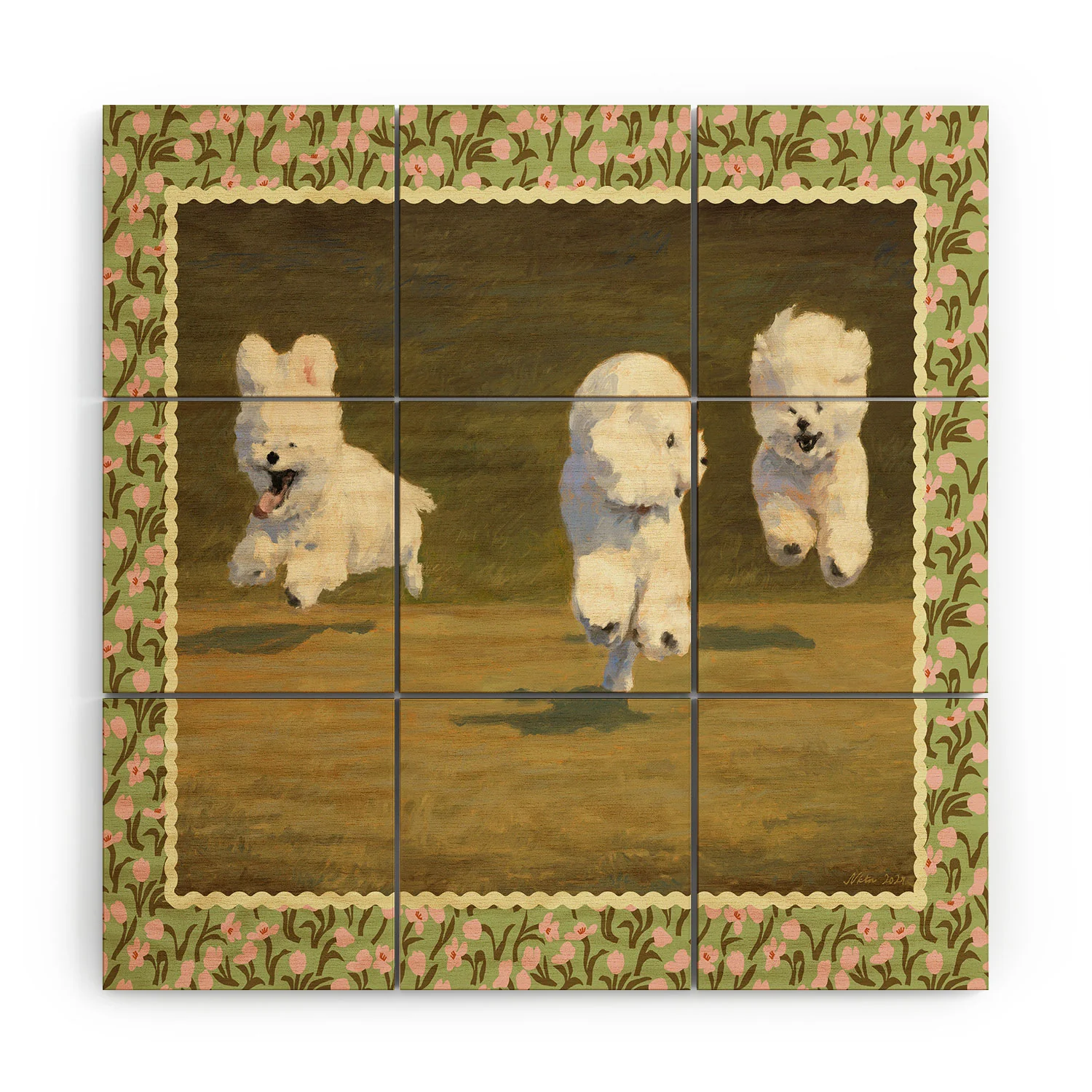 NKTN Three Dogs Running Wood Wall Mural - Image 3