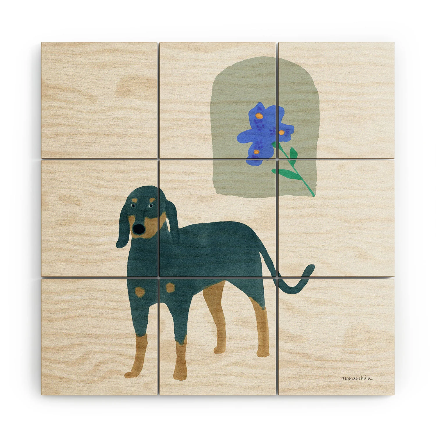 norarikka Dog and a Mini HalfRound Window Wood Wall Mural - Image 3