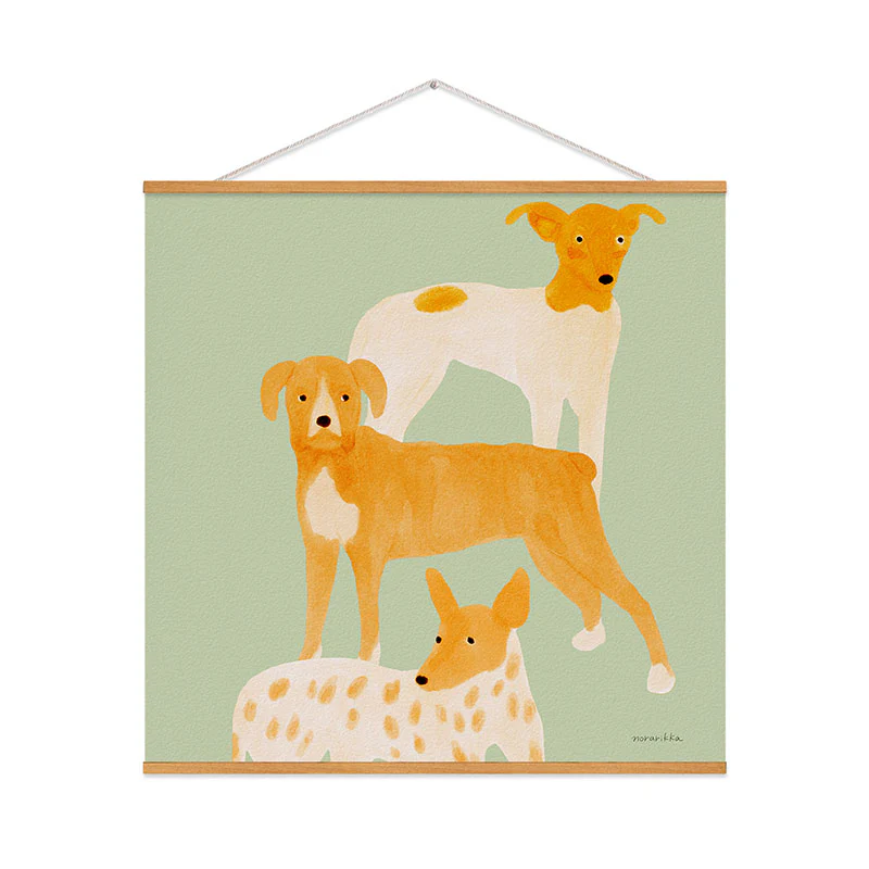 norarikka Three Dogs Lined Up Art Print - Image 46