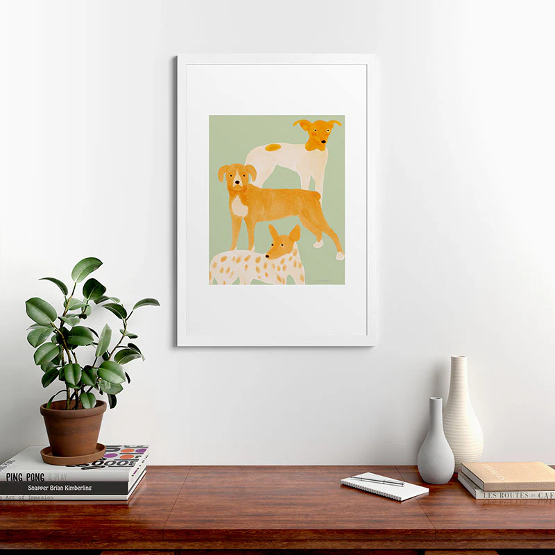 norarikka Three Dogs Lined Up Framed Art Print - Image 24
