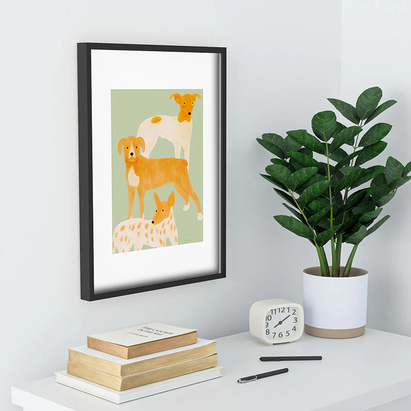 norarikka Three Dogs Lined Up Recessed Framing Rectangle - Image 18