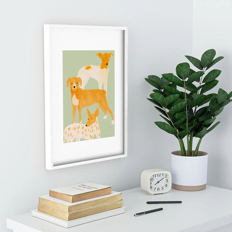 norarikka Three Dogs Lined Up Recessed Framing Rectangle - Image 20