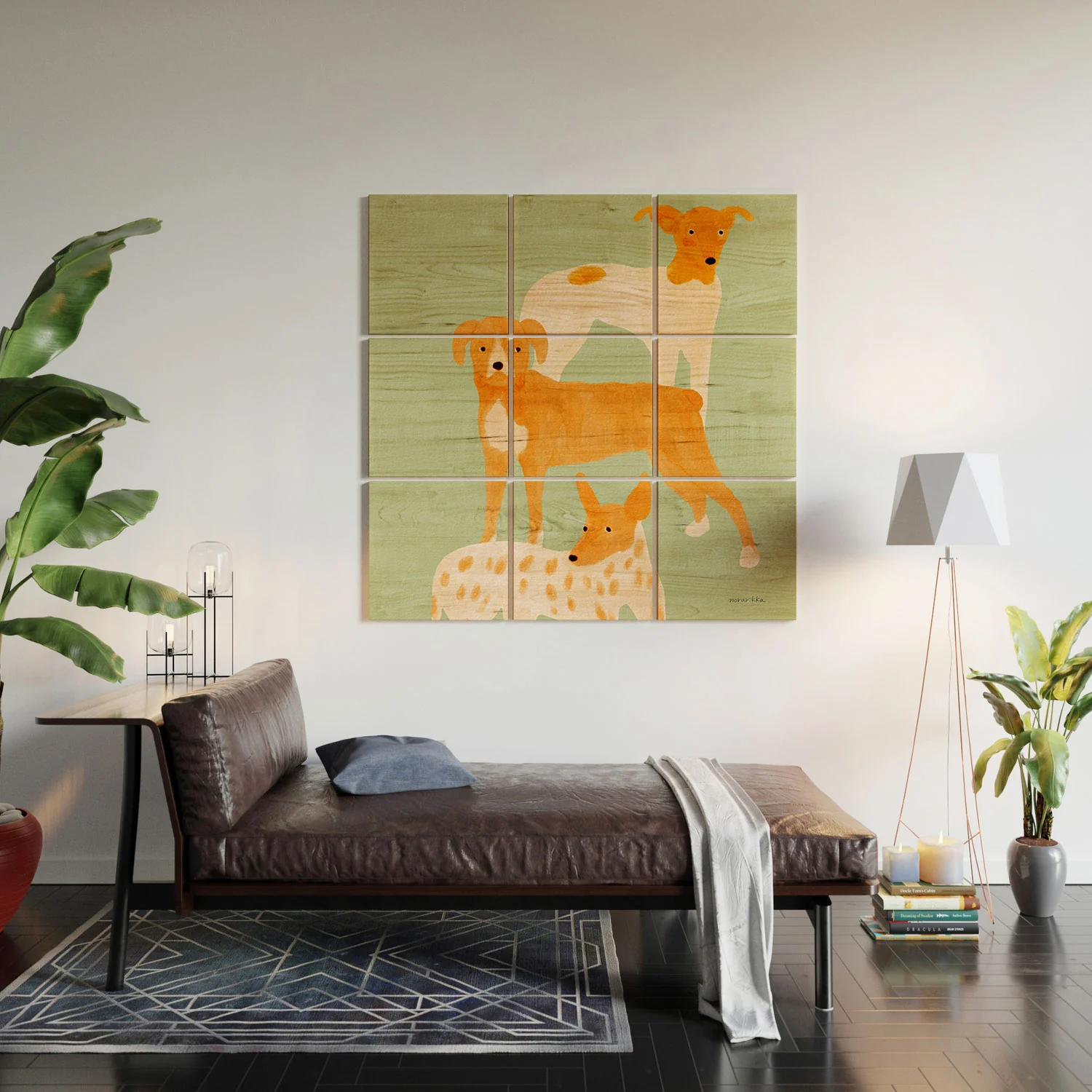 norarikka Three Dogs Lined Up Wood Wall Mural - Image 5