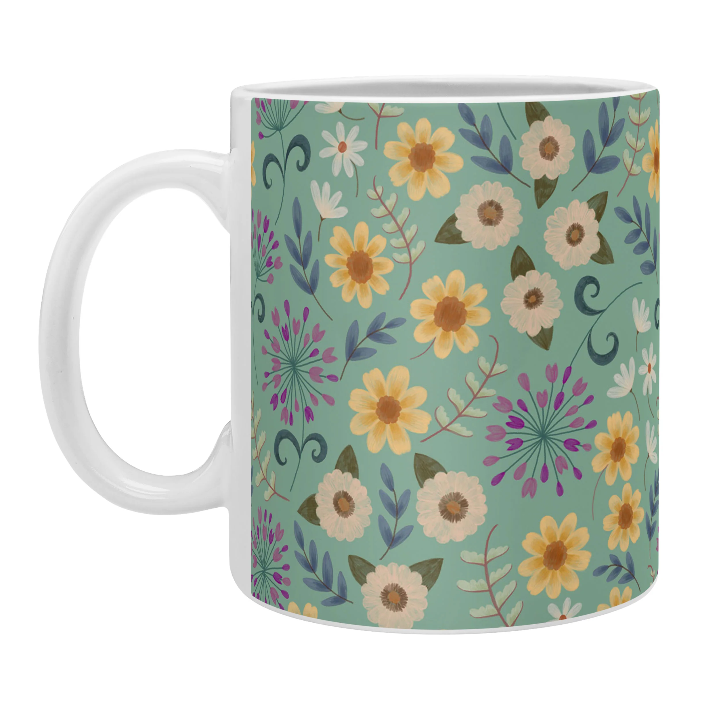 Pimlada Phuapradit Ditsy Floral Blue Green Coffee Mug - Image 2