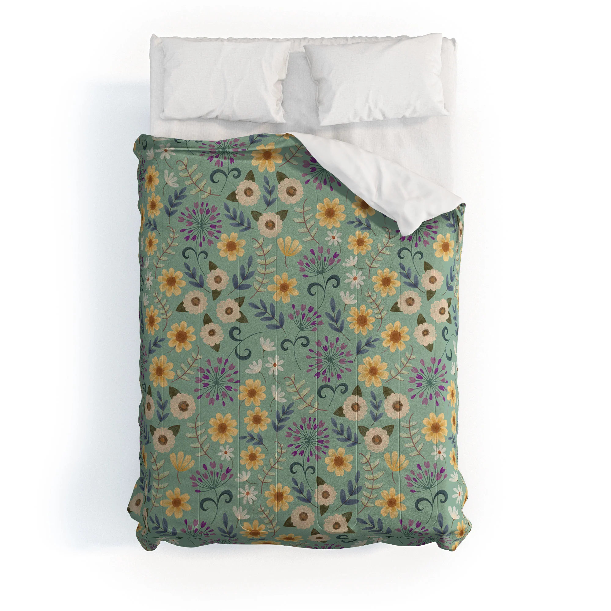 Pimlada Phuapradit Ditsy Floral Blue Green Comforter - Image 10