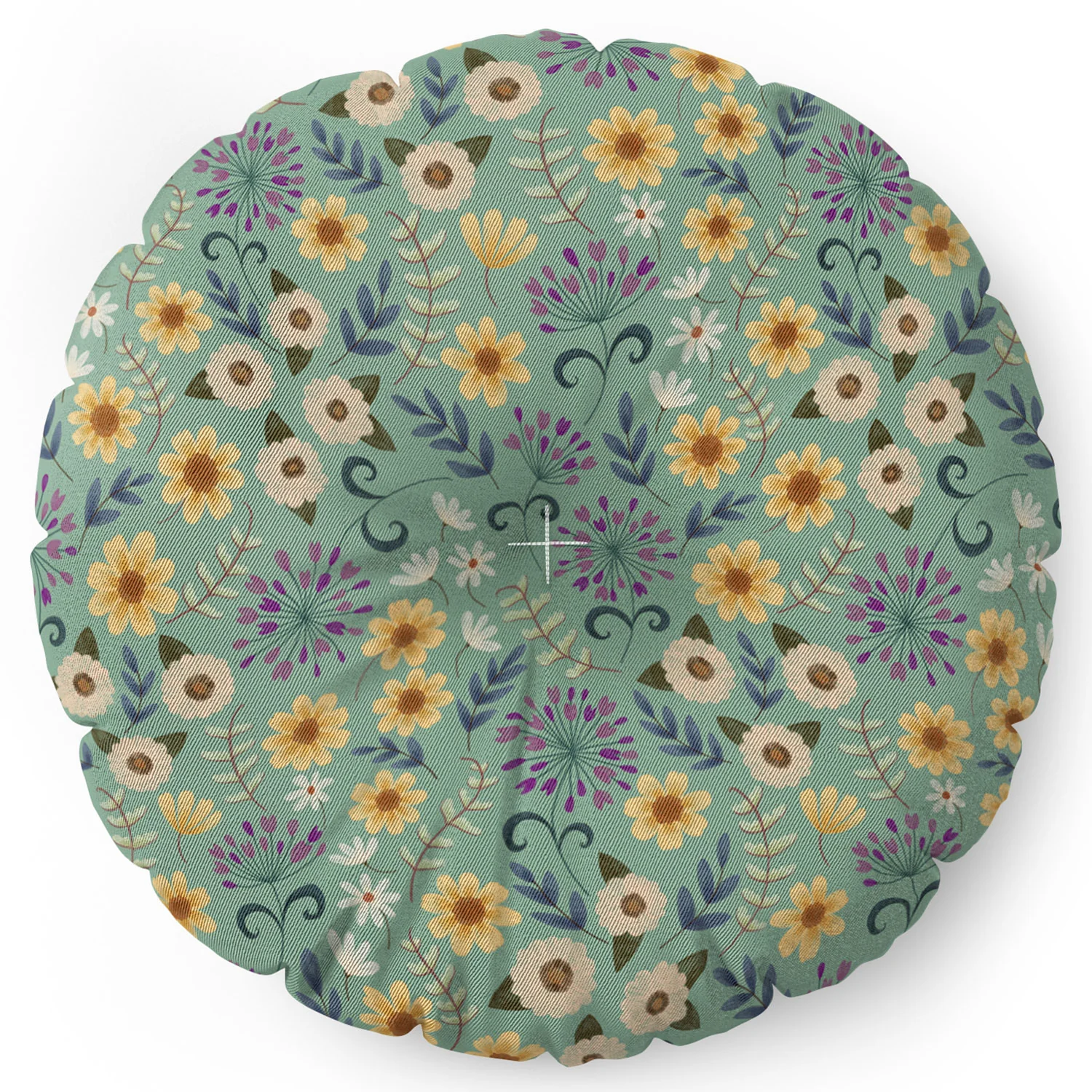 Pimlada Phuapradit Ditsy Floral Blue Green Floor Pillow Round - Image 4