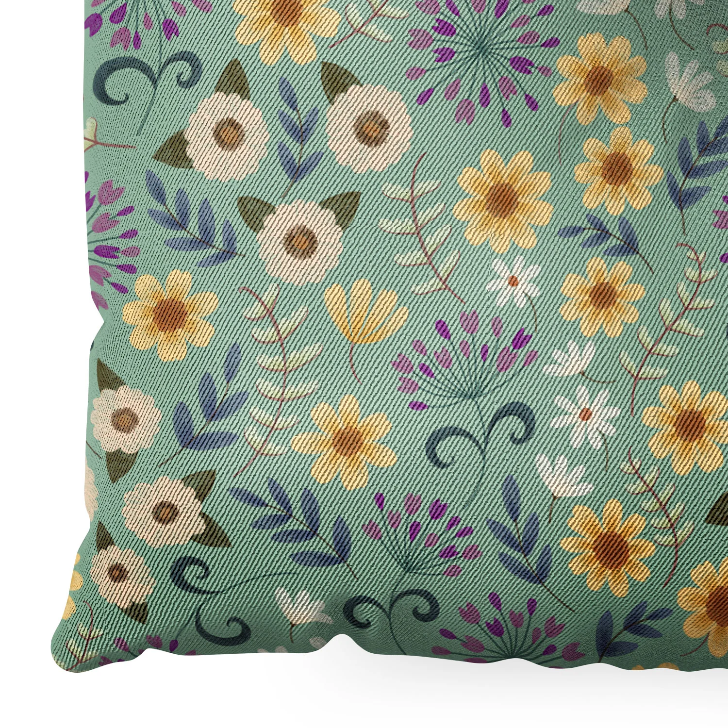 Pimlada Phuapradit Ditsy Floral Blue Green Floor Pillow Square - Image 5
