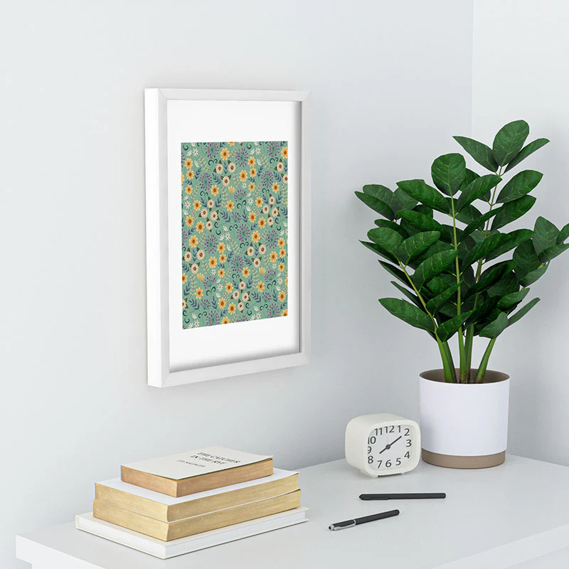Pimlada Phuapradit Ditsy Floral Blue Green Recessed Framing Rectangle - Image 12