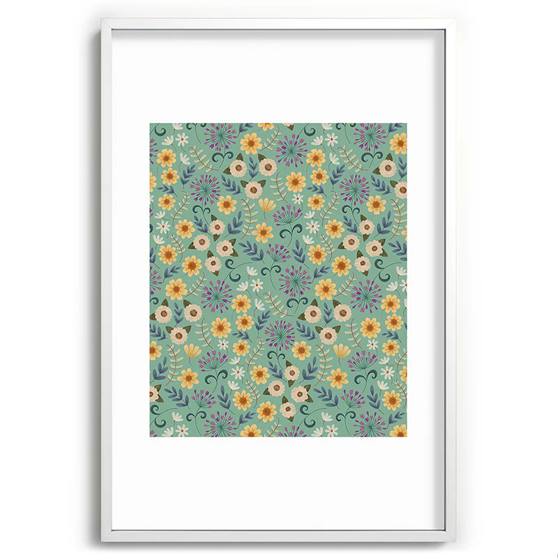 Pimlada Phuapradit Ditsy Floral Blue Green Recessed Framing Rectangle - Image 27