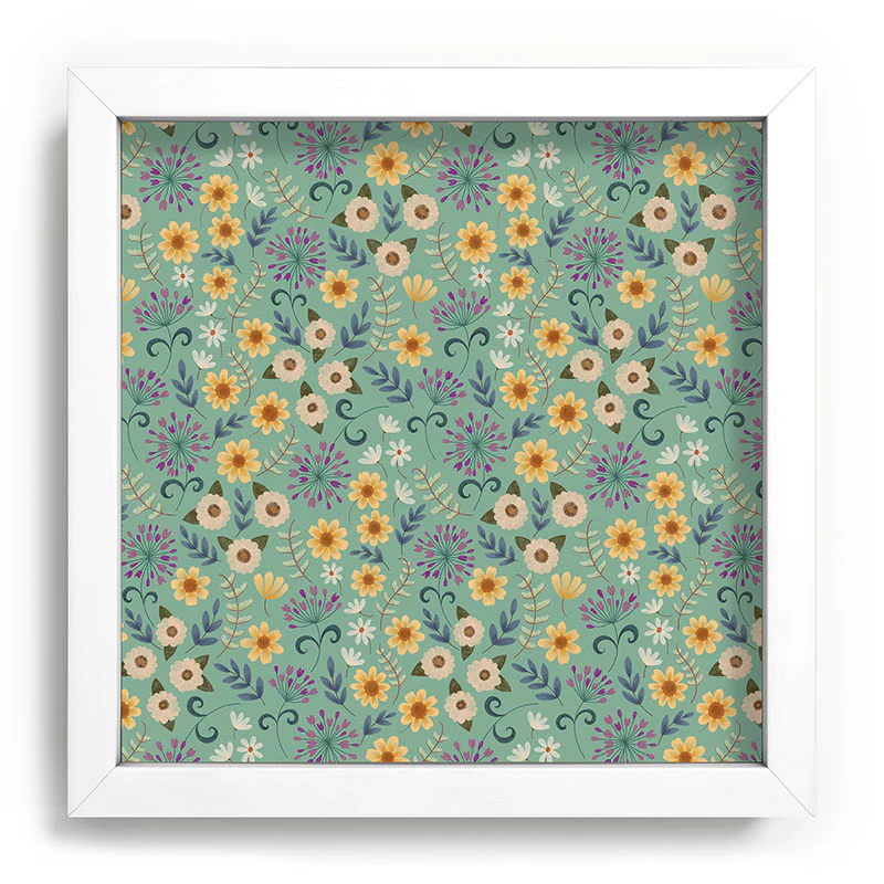 Pimlada Phuapradit Ditsy Floral Blue Green Recessed Framing Square - Image 3