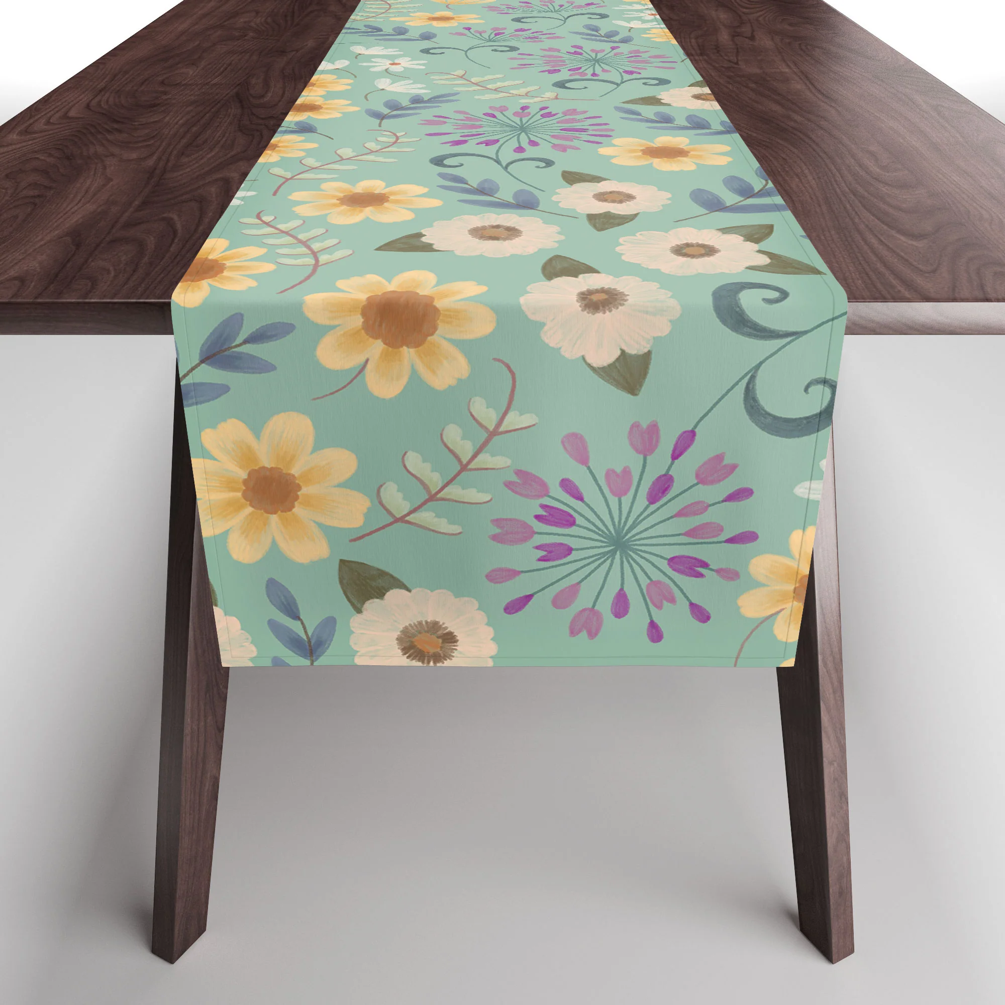 Pimlada Phuapradit Ditsy Floral Blue Green Table Runner - Image 3