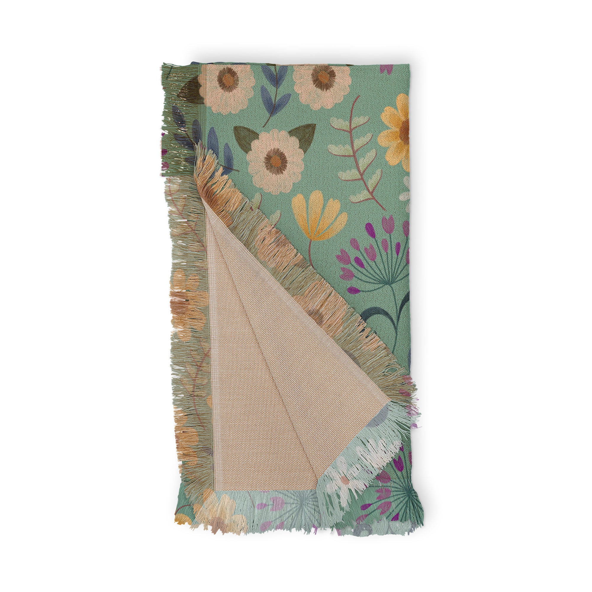 Pimlada Phuapradit Ditsy Floral Blue Green Throw Blanket - Image 4