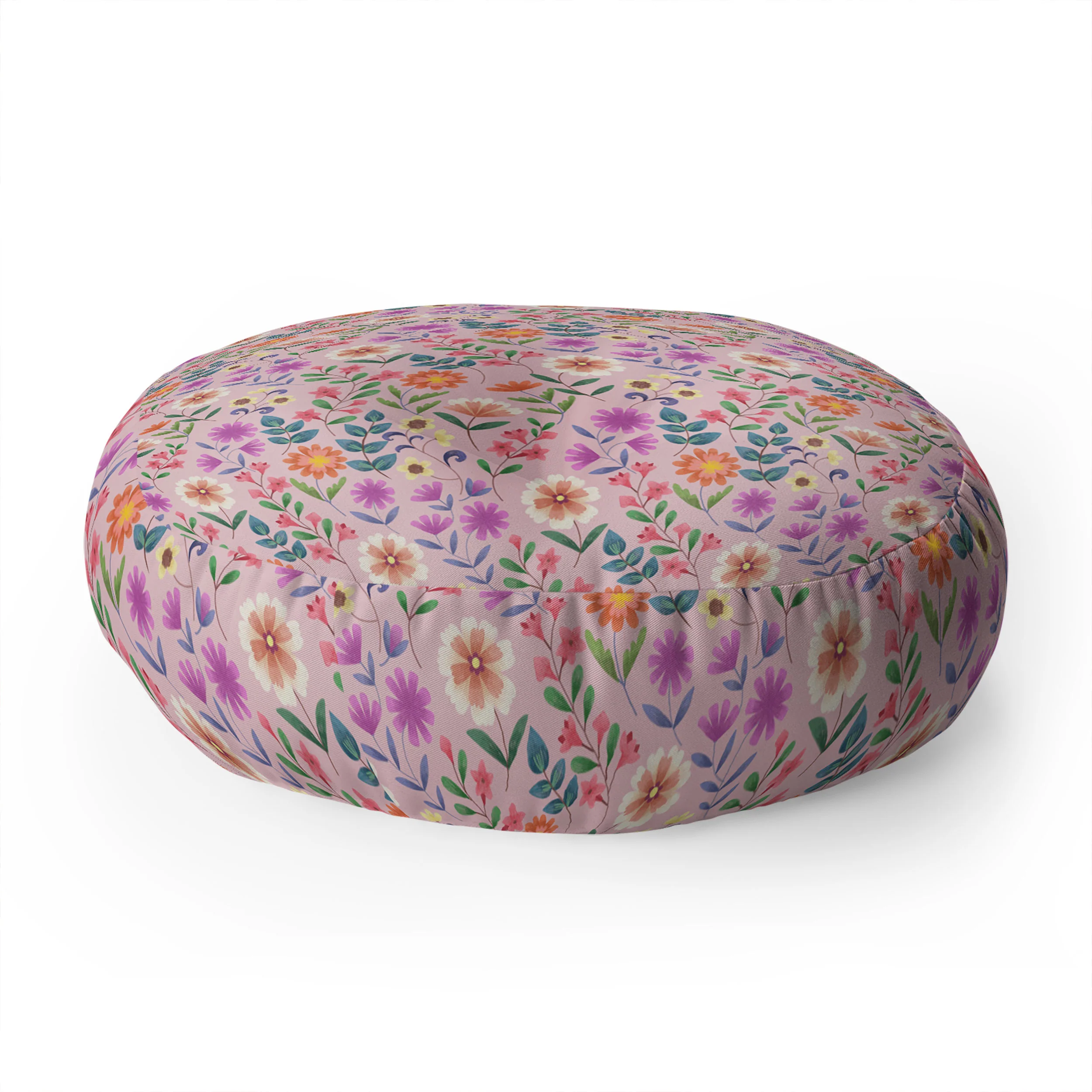 Pimlada Phuapradit Ditsy Floral Pink Floor Pillow Round