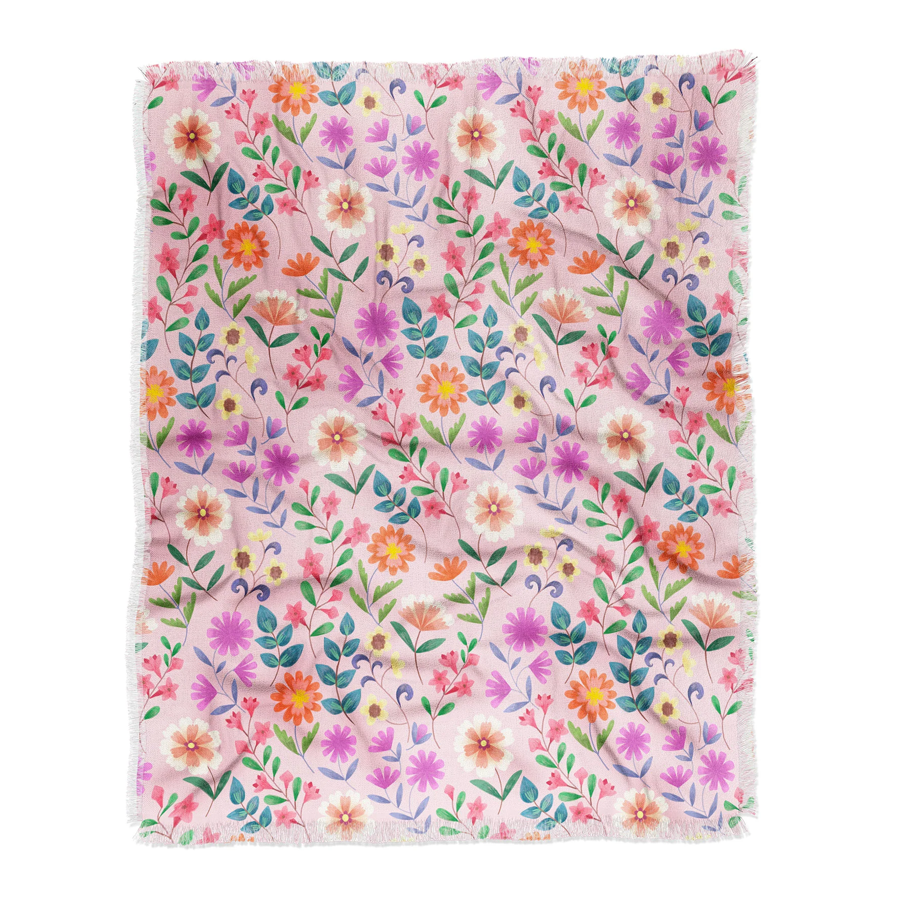 Pimlada Phuapradit Ditsy Floral Pink Throw Blanket - Image 6