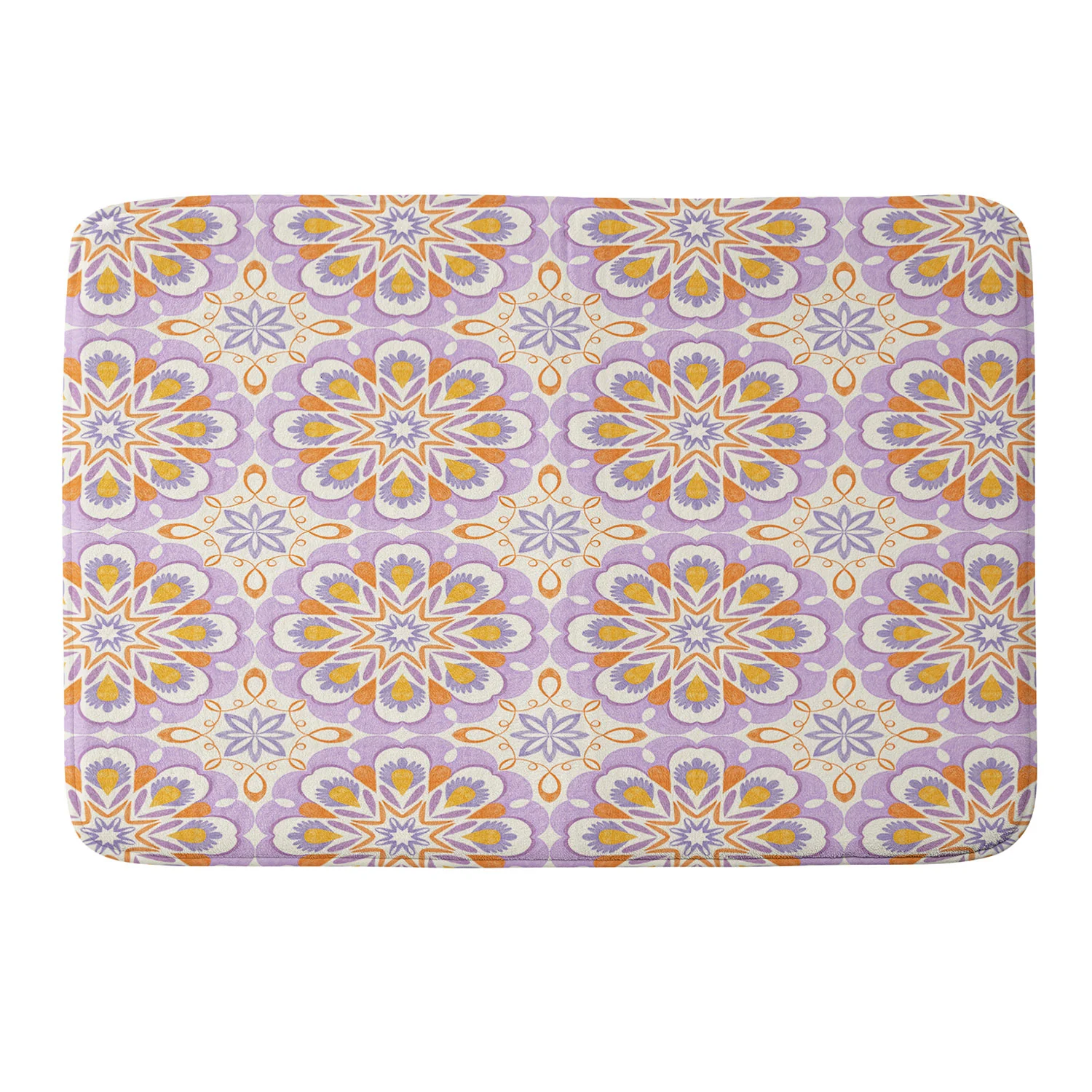 Pimlada Phuapradit Floral tiles 17 Memory Foam Bath Mat